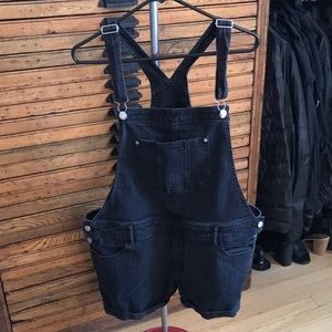 XXL Black Denim Overalls Shortalls